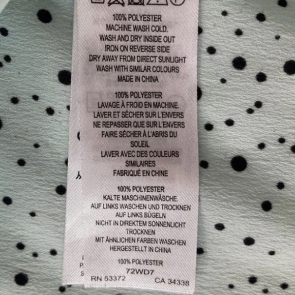 French connection 2 polka dot piping keyhole back mint short sleeve blouse - Picture 9 of 9